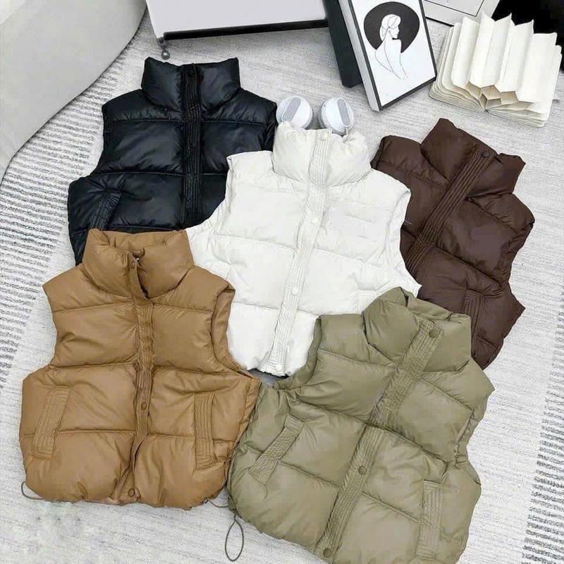  Áo phao gile Da cao cấp nữ   có túi  mẫu mới 2024 