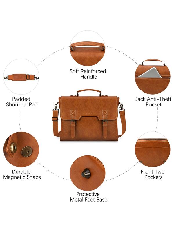 Men's Vintage PU Leather Briefcase, Large Capacity Laptop Bag, Casual Trendy Versatile High-quality Daily Commuting Bag, Shopping Bag 2