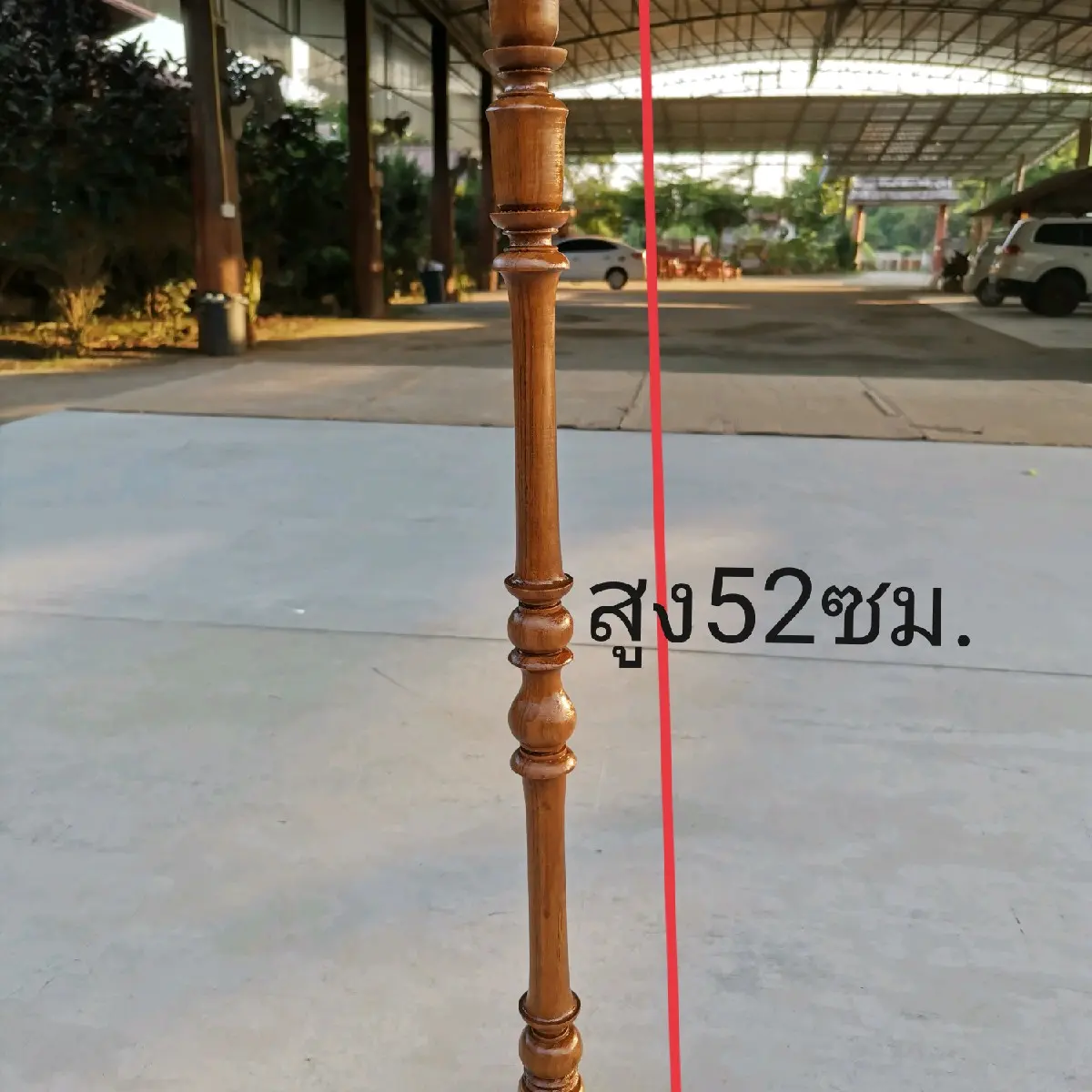 ชนวนจุดเทียน ด้ามต่อเทียนไม้สัก ไม้กลึงสวยงามดระชับมือ สูง52ซม.