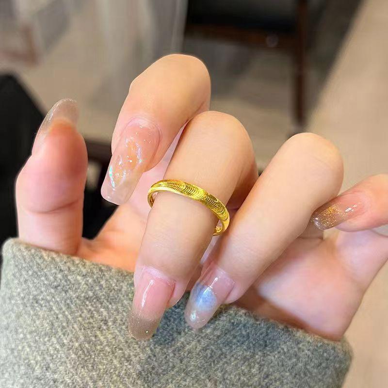 Nhẫn Mắt Mèo, Thiết Kế Trơn Và Họa Tiết Gợn Sóng, Hình Trái Tim Trơn, Nhẫn Cặp Đôi, Thời Trang Và Đơn Giản, Không Phai Màu vòng  tay Hoa nhẫn  đá cầu vồng 6