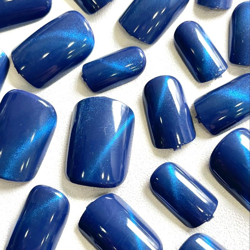 Product Introduction of Glitter Cat Eye Fake Nails with Nail File & Tape, 24pcs Removable False Nails for Women Girls Nail Art, Effortless Press on Nails Manicure Set 4