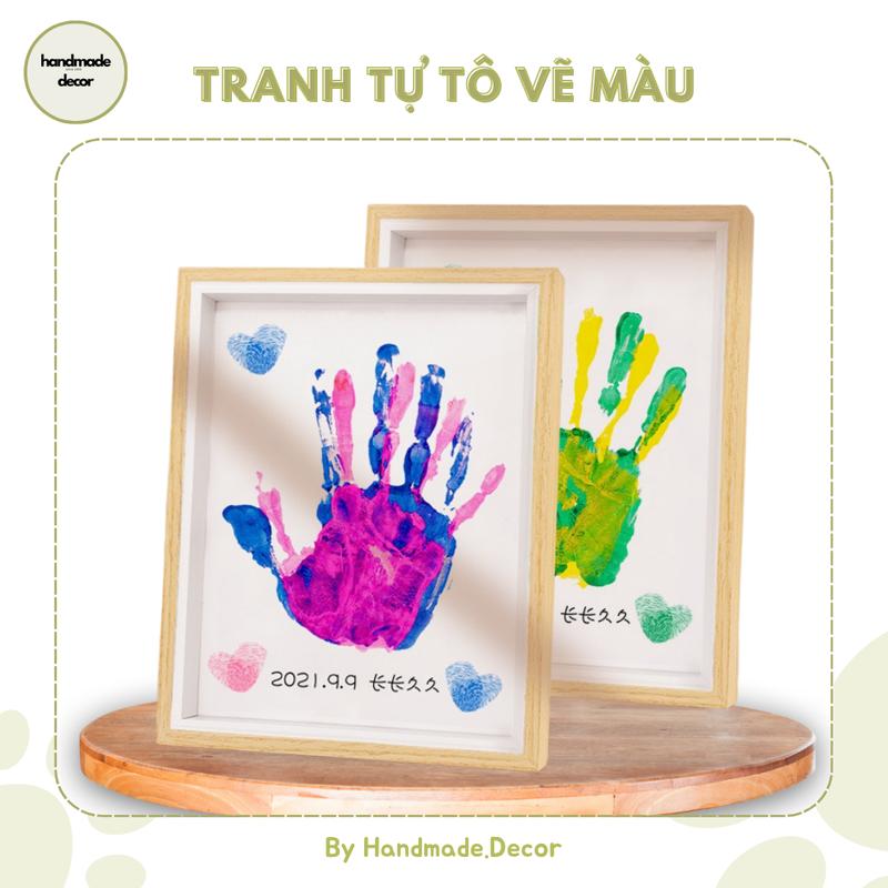  Bộ Khung Tranh Kèm Màu và Phụ Kiện vẽ Bàn Tay Và Ngón Tay COLER OF LOVE - 8 Màu Sơn Acrylic An Toàn Cho Da Tay - Treo Phòng Treo Tường Tô Màu Vẽ Tranh Diy 
