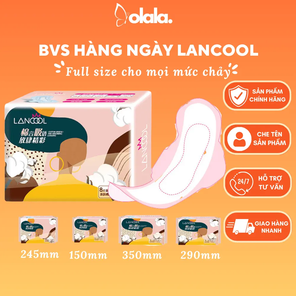 Băng vệ sinh hàng ngày Lancool full size đủ cho các mức chảy SIÊU THẤM, SIÊU MỎNG