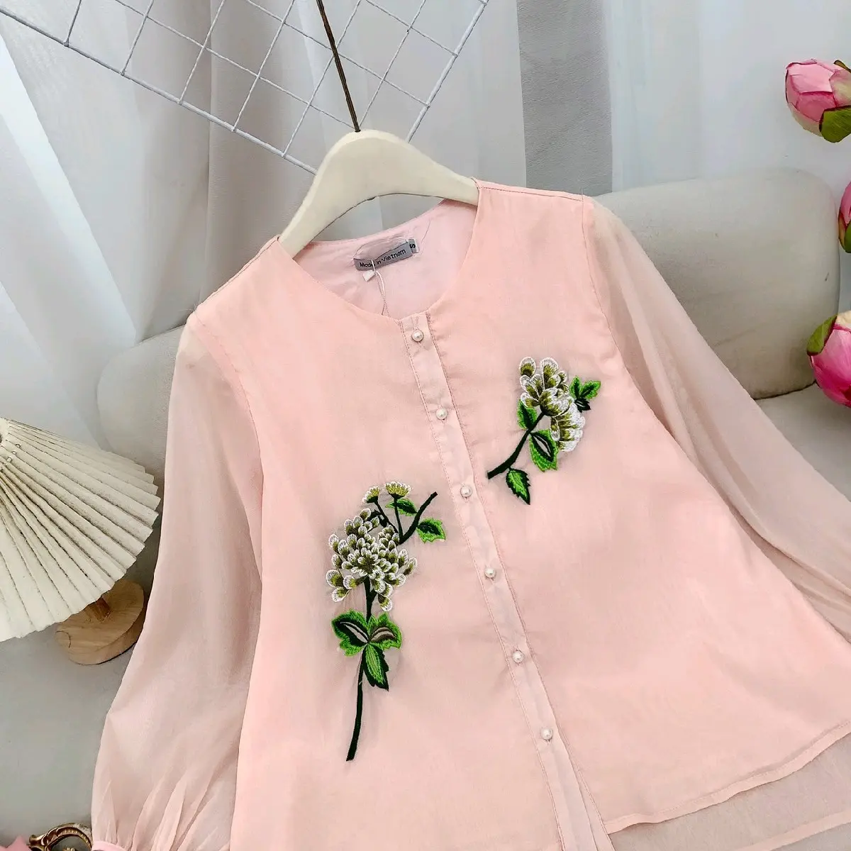 Bộ pháp phục Lụa tơ thêu cành Cúc cao cấp