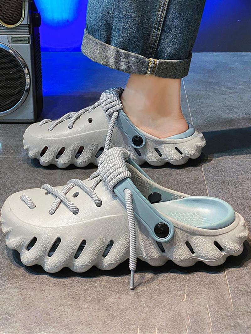 Product Introduction of Unisex's Minimalist Casual Lace Up Clogs Shoes, Trendy Soft Non-slip Comfortable Clogs, Fashionable Shoes for Indoor & Outdoor Wear 9