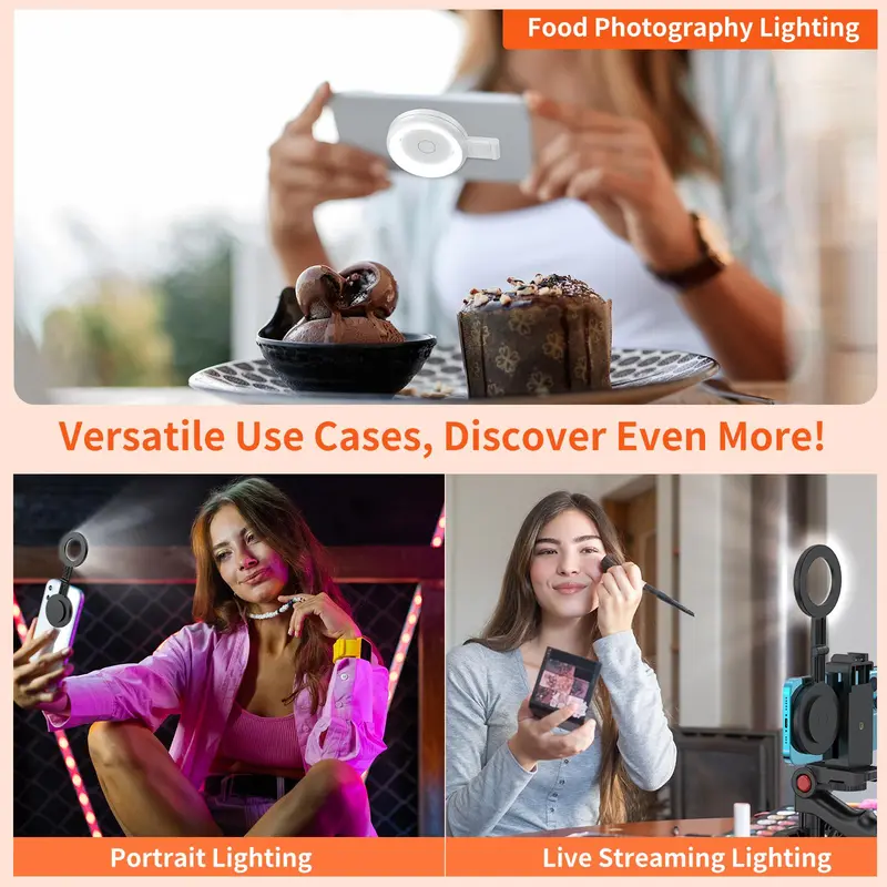 Magnetic Selfie Light for iPhone Magsafe, Portable Phone Ring Light for Video Recording, Rechargeable Lightweight Travel LED Cell Phone Light 8
