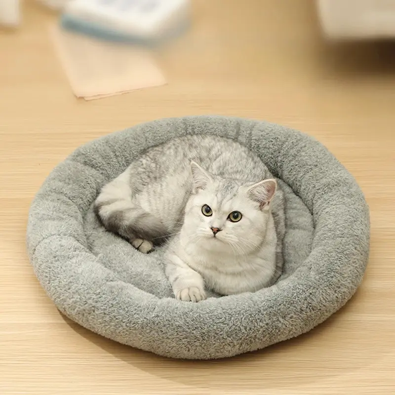 Arctic Flannel Round Cat Bed Warm Cat Bed Dog Bed Round Bed Wear-resistant Soft and Comfortable Mat Winter Supplies Pet Supplies 3