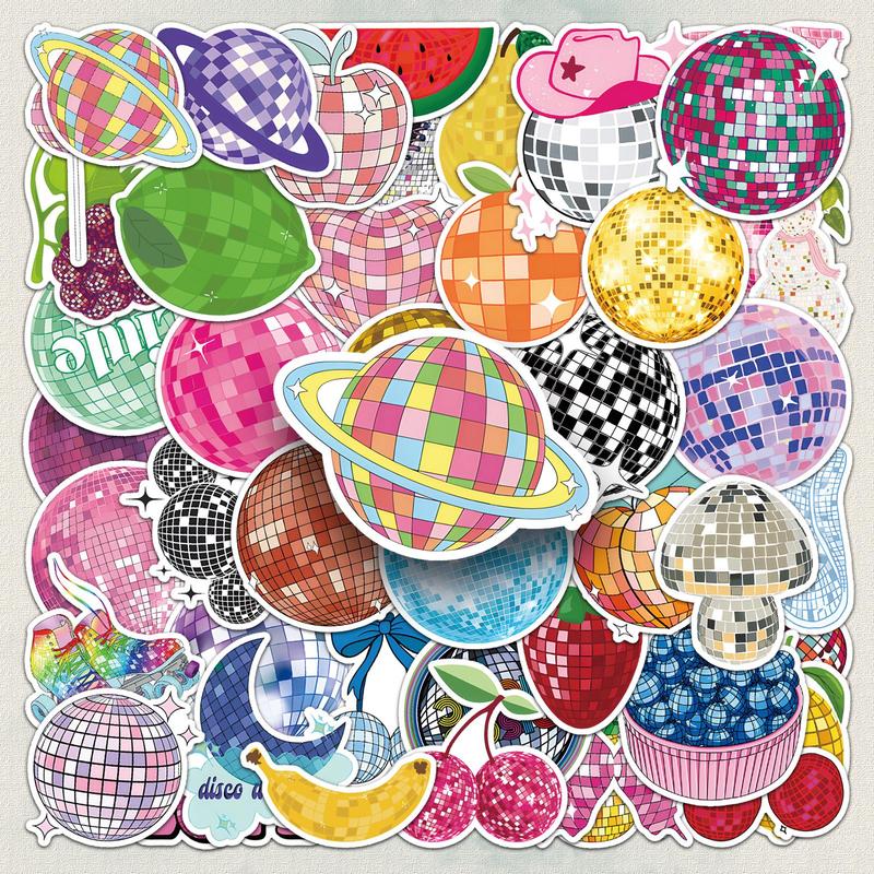 Product Introduction of Disco Ball Pattern Phone Sticker, 50pcs/set Waterproof Self Adhesive Decor Paper, Decor Sticker for Gift Greeting Card Water Bottle Laptop Phone 0