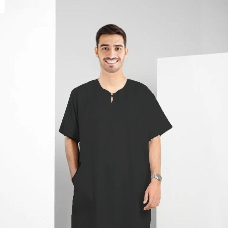 A-Jubah Muslim Pria Premium Lengan Panjang Lengan Pendek DEWASA ANAK-ANAK Jubah Slimfit Gamis Pria Busana Muslim Jubba Alfaan Jubah Alzan Hitam Putih Gamis Saudi