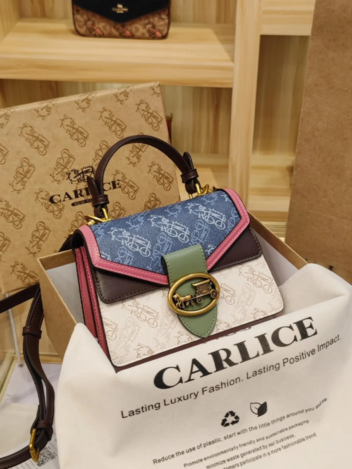 Fashion Colorblock Print Handbag, Casual Versatile Shoulder Bag for Women, Trendy All-match Commuter Bag for Daily Used