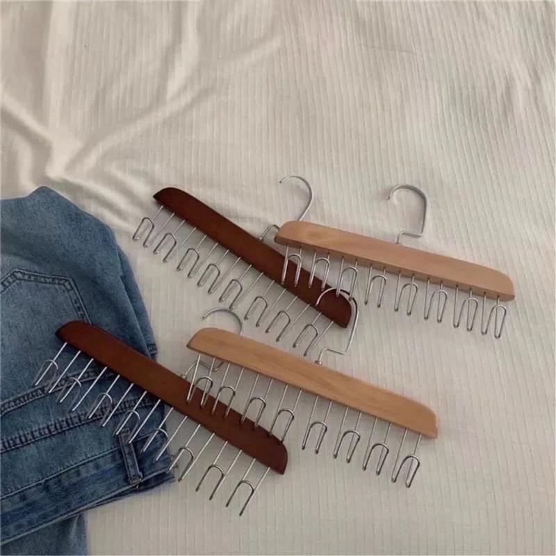 Combo 3￼Móc Gỗ Treo Đồ Đa Năng 8 Móc Xoay 360 Độ Tiết Kiệm Không Gian - Móc Treo Thắt Lưng, Đồ Lót Treo Tường phơi inox sét rỉ sơ sinh keg i sao 2