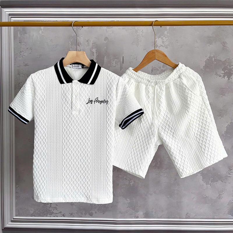 Set đồ bộ nam cổ trụ cộc tay chất liệu xốp nổi by iamthyu - B939 Menswear Áo Kem Quần Polo