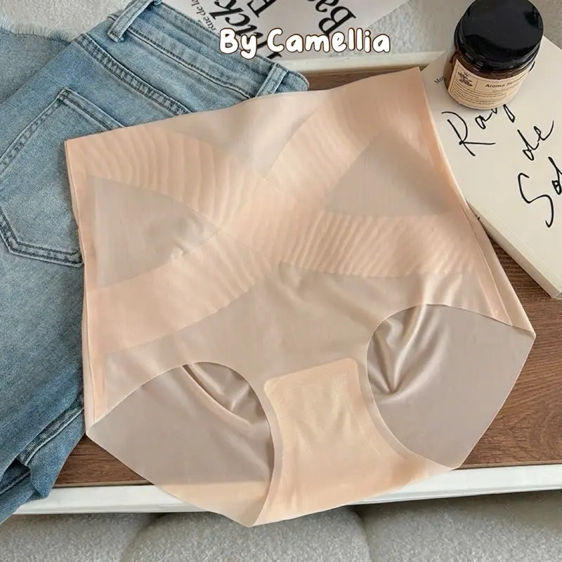 ￼Quần lót su gen bụng định hình eo thon - Quần lót su trơn không viền cạp cao By Camellia QL89 2