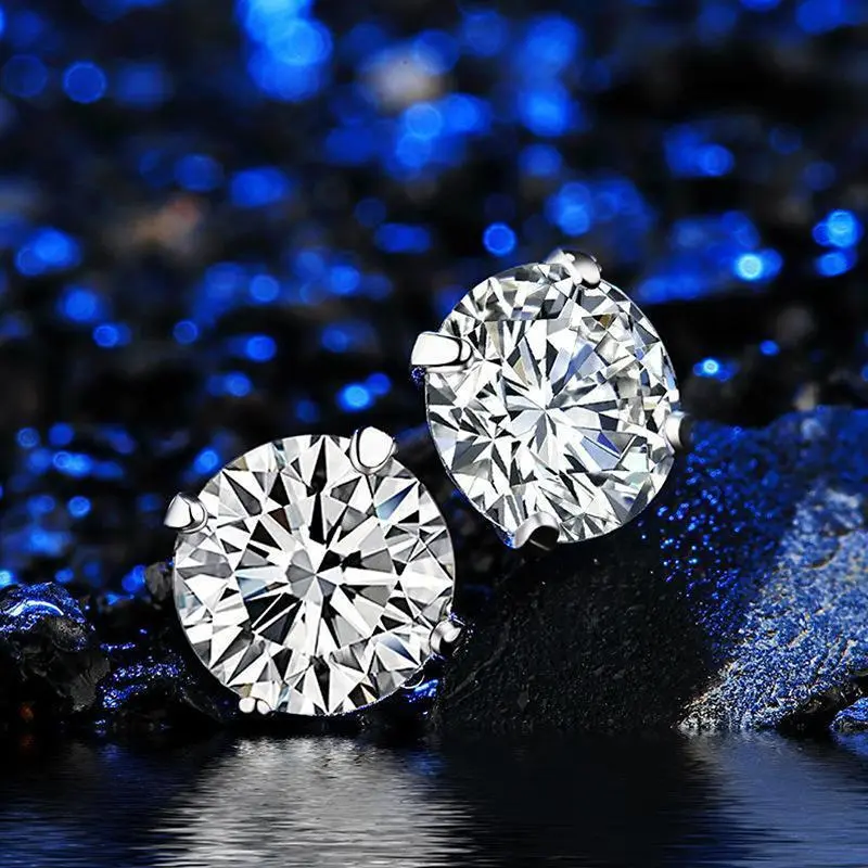 Silver Earring Classic Fashion 3Mm 4Mm 5Mm 6Mm 7Mm Five Claws Zircon Stud Earrings For Women Men