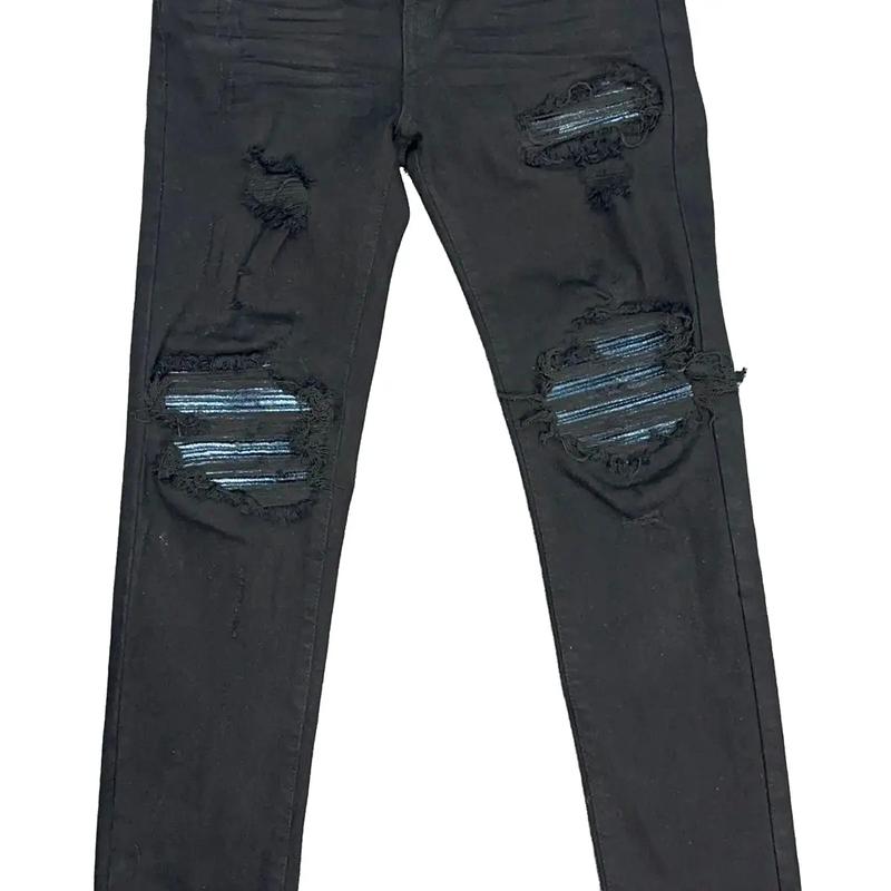 Quần vá kim tuyến xanh ngọc phom full tem tag sườn cúc khuy chữ Menswear Pants Jean Tim Navy quanjeans  namsale quần  jean