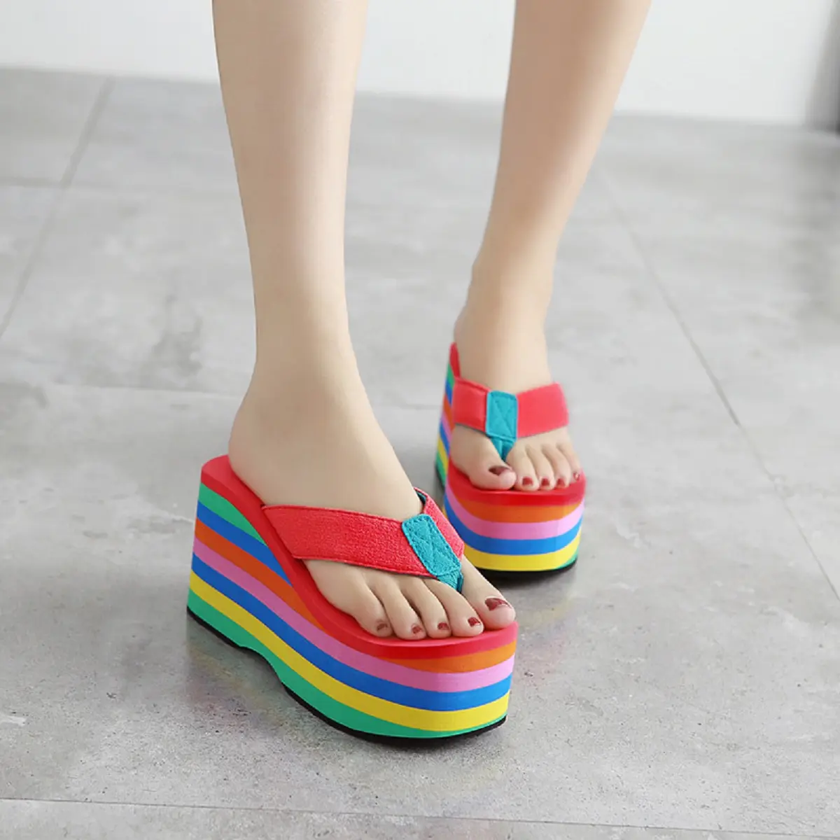 Dép kẹp xốp nữ xỏ ngón quai phối màu đế thời trang DéP Shoes GiàY size s(35/36) dép xăng đan & dép tông dep nude cao