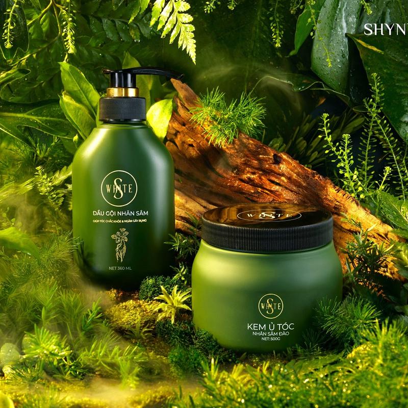 Bộ kem ủ tóc dầu gội nhân sâm đào Swhite mẫu mới