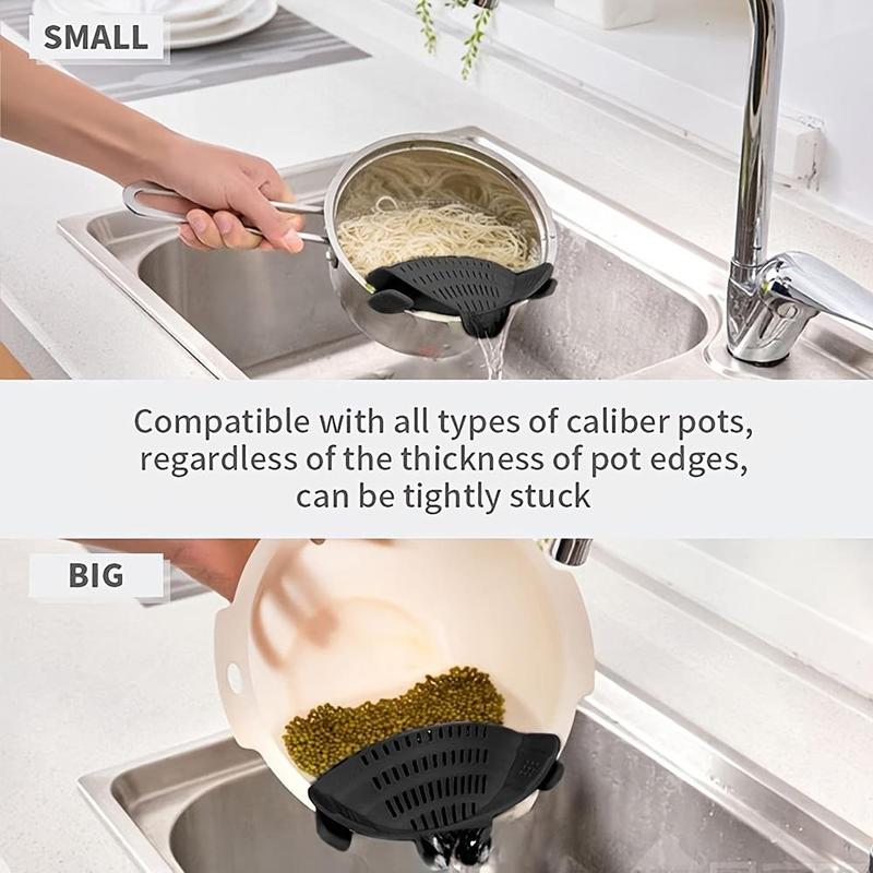 Silicone Pot Side Drainer, 1 Count Spaghetti Strainer, Spill-proof Pasta Noodle Strainer, Kitchen Utensils, Summer for Gift 4