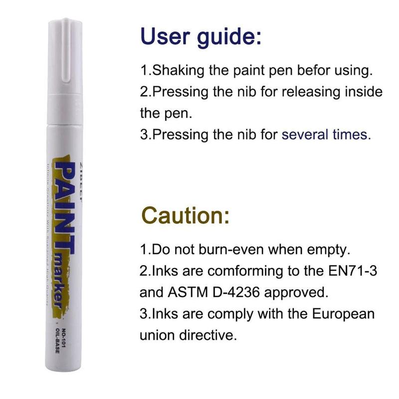 Product Introduction of 3pcs White Paint Pen Paint Markers Waterproof Car Tyre Quick Dry Pen Set Paint M9I3 32