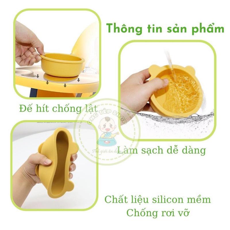 Product Introduction of (Tặng 1 thìa silicon giống màu bát) Bát ăn dặm silicon cho bé - sản phẩm an toàn, không chứa BPA 7