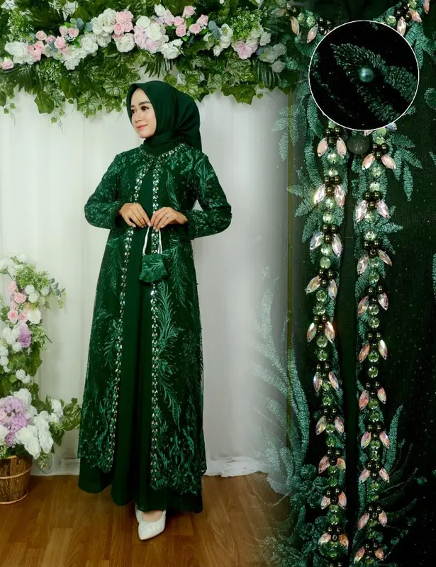 Gamis Gina Dress Outer Lepas Pasang Free Hijab - Gamis Pesta 4