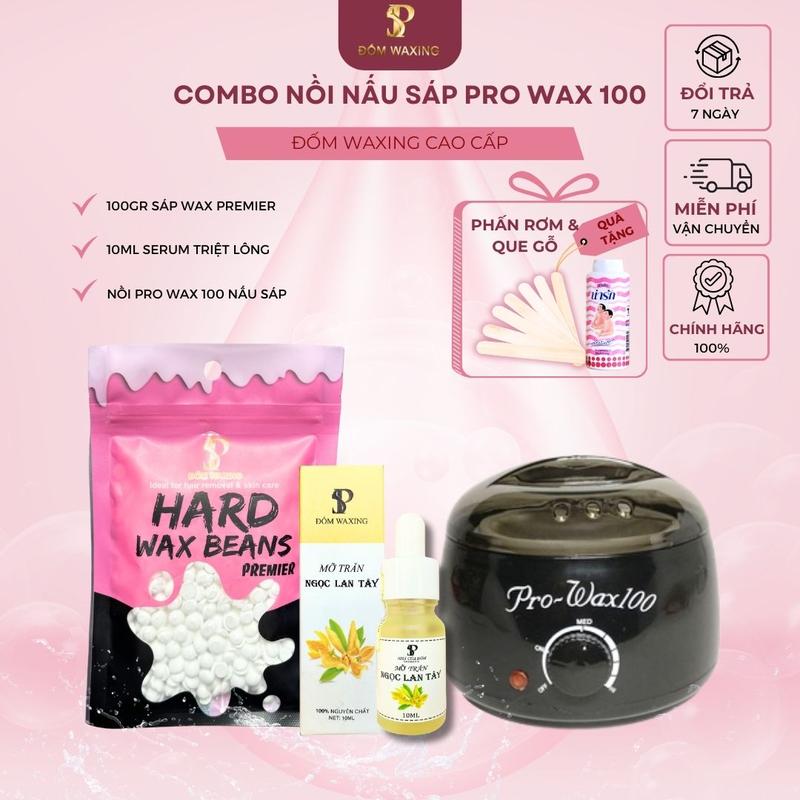 [Tặng Phấn Rơm Và Que Gỗ] Combo Nồi Pro Wax 100 Nấu Sáp Wax Lông, 100gr Sáp Wax Lông ĐỐM WAXING và 10ml Mỡ Trăn Hương Thơm Ngọc Lan Tây Hỗ Trợ Lông Mọc Chậm Dùng Sau Waxing Cạo Râu Nữ Women