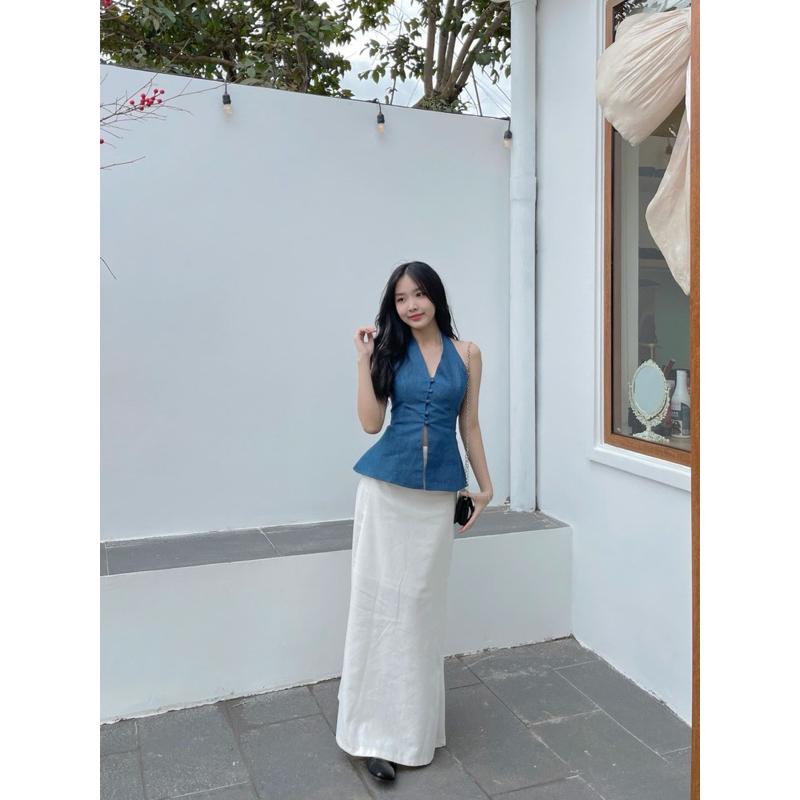 Áo Yếm Form Dài Cột Cổ Hai Màu [Một Mẩu House] 5