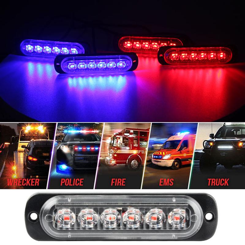 Product Introduction of 1PCS 4/6 LED Strobe Light Car Grille Flashing Lightbar Police Warning Light Emergency Lamp Red Blue Amber Stroboscopes 12-24V 28