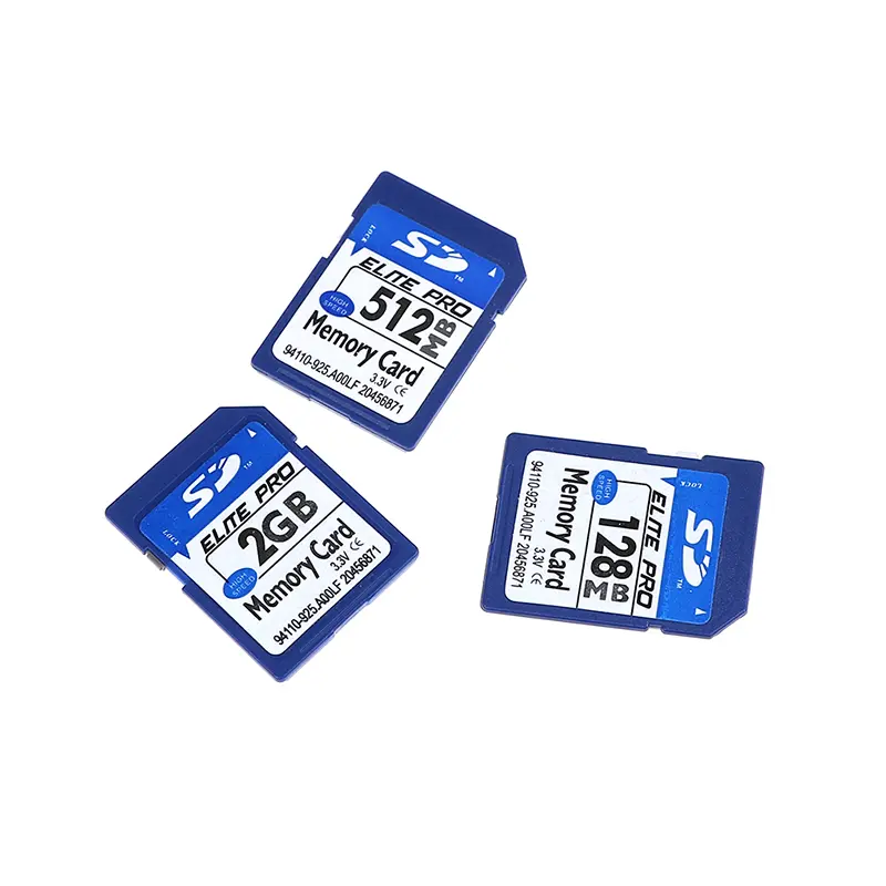 Thẻ nhớ tiêu chuẩn SD, có 128MB, 256MB, 512MB và 2GB, bộ nhớ kỹ thuật số an toàn 3
