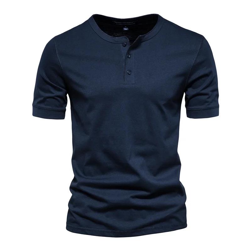 Product Introduction of Áo Thun Cổ Henley Bông, AIOPESON, Chất Lượng Cao, Dành Cho Nam, Phong Cách Thường Ngày ngắn Tay Mùa Hè, Thời Trang, Áo Thun Cơ Bản, Nam, 100% Cotton 10