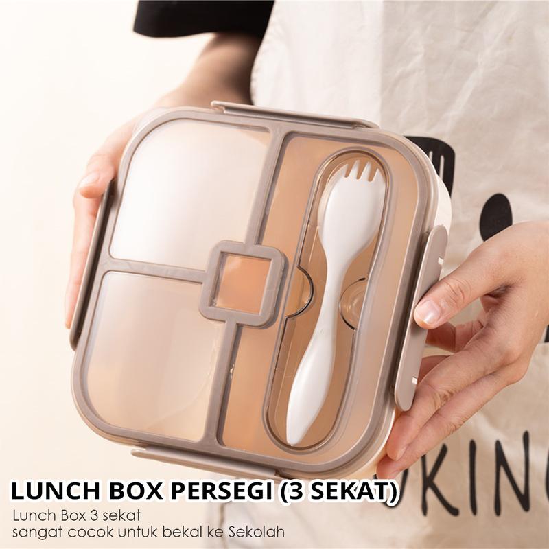LUNCH BOX 3 & 4 SEKAT FREE SPORK I LUNCH BOX BPA FREE I KOTAK BEKAL DENGAN SEKAT 1