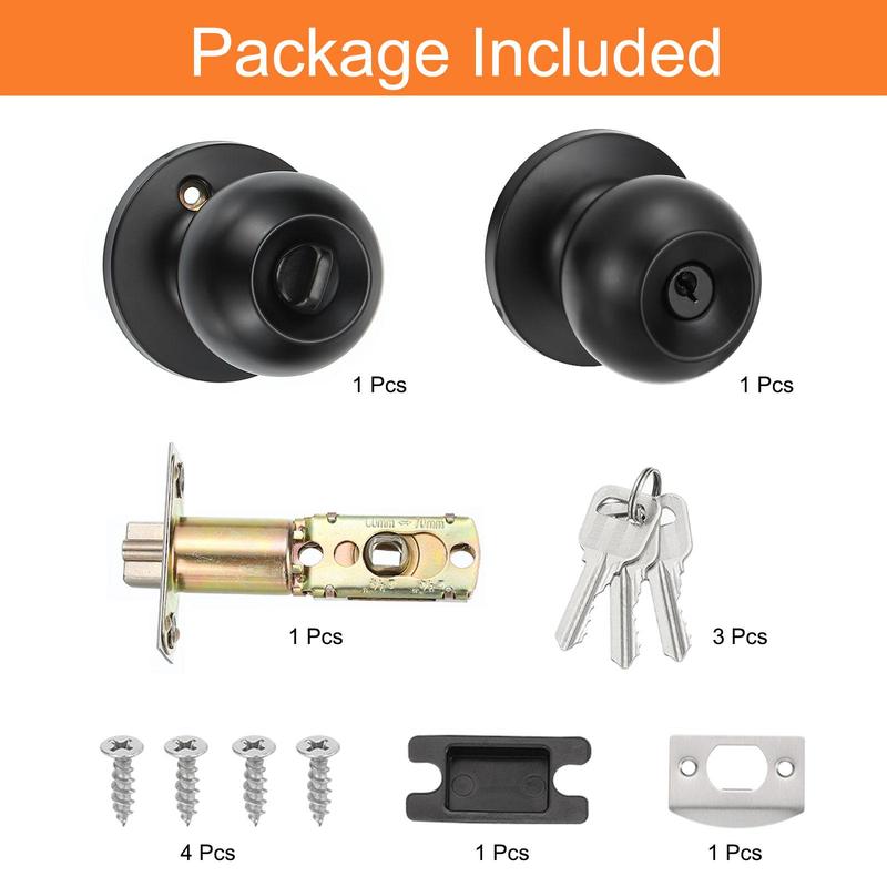 Privacy Door Handle, Round Door Handle with Screws, Modern Design Door Hardware, Door Handle Set for Home Bedroom Office 2