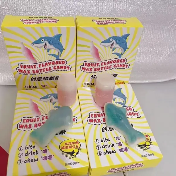 Creative Shape Wax Bottle Sugar Edible Chewing Children Sweets with Filling Fruit Wax Bottle Sugar Wholesale Snack Bonbon Candy