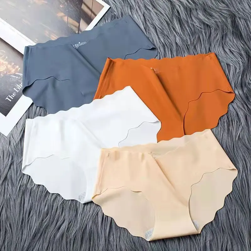 Ice Silk Traceless Seamless Breathable Middle Waist Panties Ladies