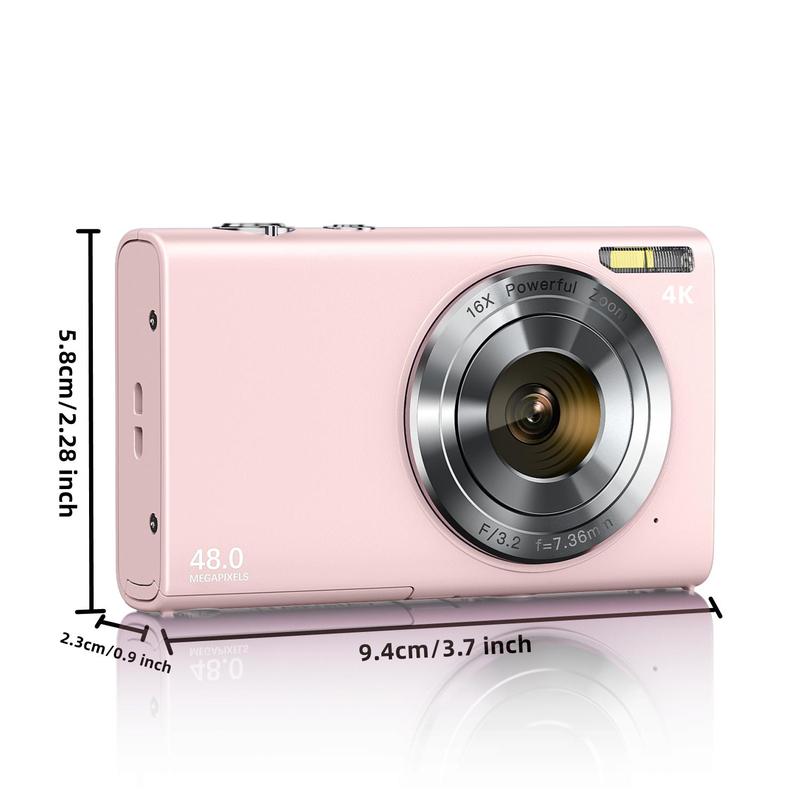 48MP 4K Digital Cameras, Portable 16X Zoom Digital Cameras with 32G TF Card & Charging Cable & Operating Manual, High Definition Digital Camera for Outdoor Sports, Stocking Fillers Gift 5