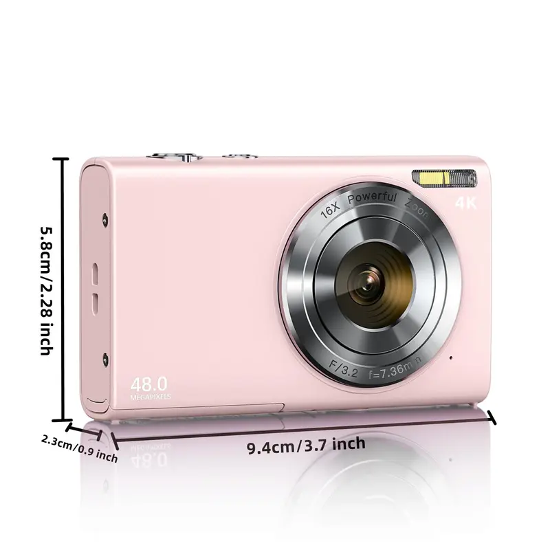 48MP 4K Digital Cameras, Portable 16X Zoom Digital Cameras with 32G TF Card & Charging Cable & Operating Manual, High Definition Digital Camera for Outdoor Sports, Stocking Fillers Gift 5