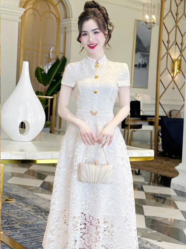   MIỄN SHIP  MDU4417 Váy Ren Hàn Cao Cấp - Gam Màu Dịu Dàng Kết Hợp Họa Tiết Ren Tinh Tế Dành Cho Nữ Women Dress Màu Trắng đầm trắng đầm trắng 