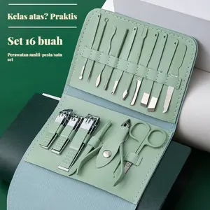 16 Pcs Gunting Kuku Set Alat Kecantikan Gunting Kuku Manikur Kecantikan Tang Pedikur Pisau Telinga Menggali Kulit Mati Pisau