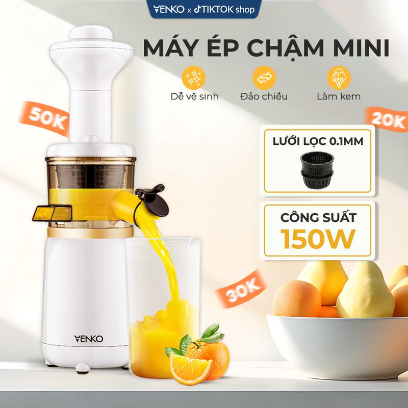 Máy ép chậm mini Venko, Xay sinh tố ép kiệt nước đến 98%, Lưới lọc 0,1mm siêu nhỏ, Công suất 150W máy  ép 2