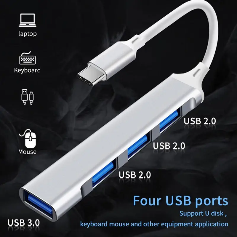 LEVINO USB HUB Type C / USB A Hub High Speed USB 3.0 Adapter to 4 Port Multi Splitter USB 3.0 Hub Otg Splitter For PC/Android/IOS 2