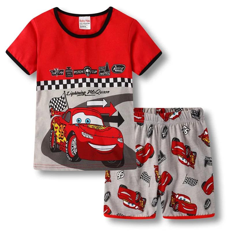 New Summer Kids Pyjamas Children Sleepwear Baby Set Boys Girls Cars Short sleeved Pijamas Cotton Nightwear Clothes Pajamas Sets 2