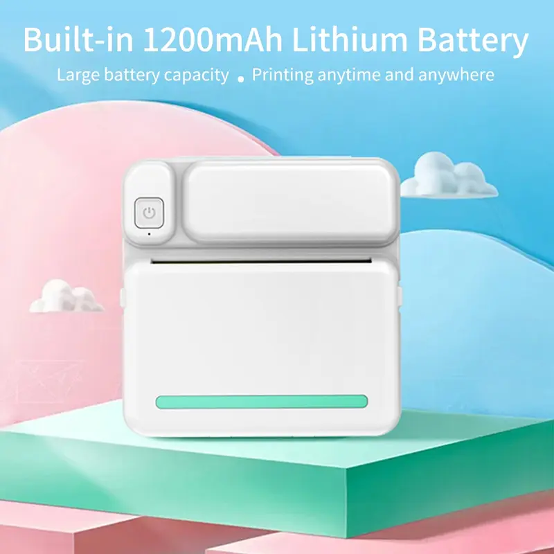 【Quà 5cuộn giấy】JIMIBOT Máy in Nhãn dán Máy in mini Bluetooth phù hợp với Android / IOS 8