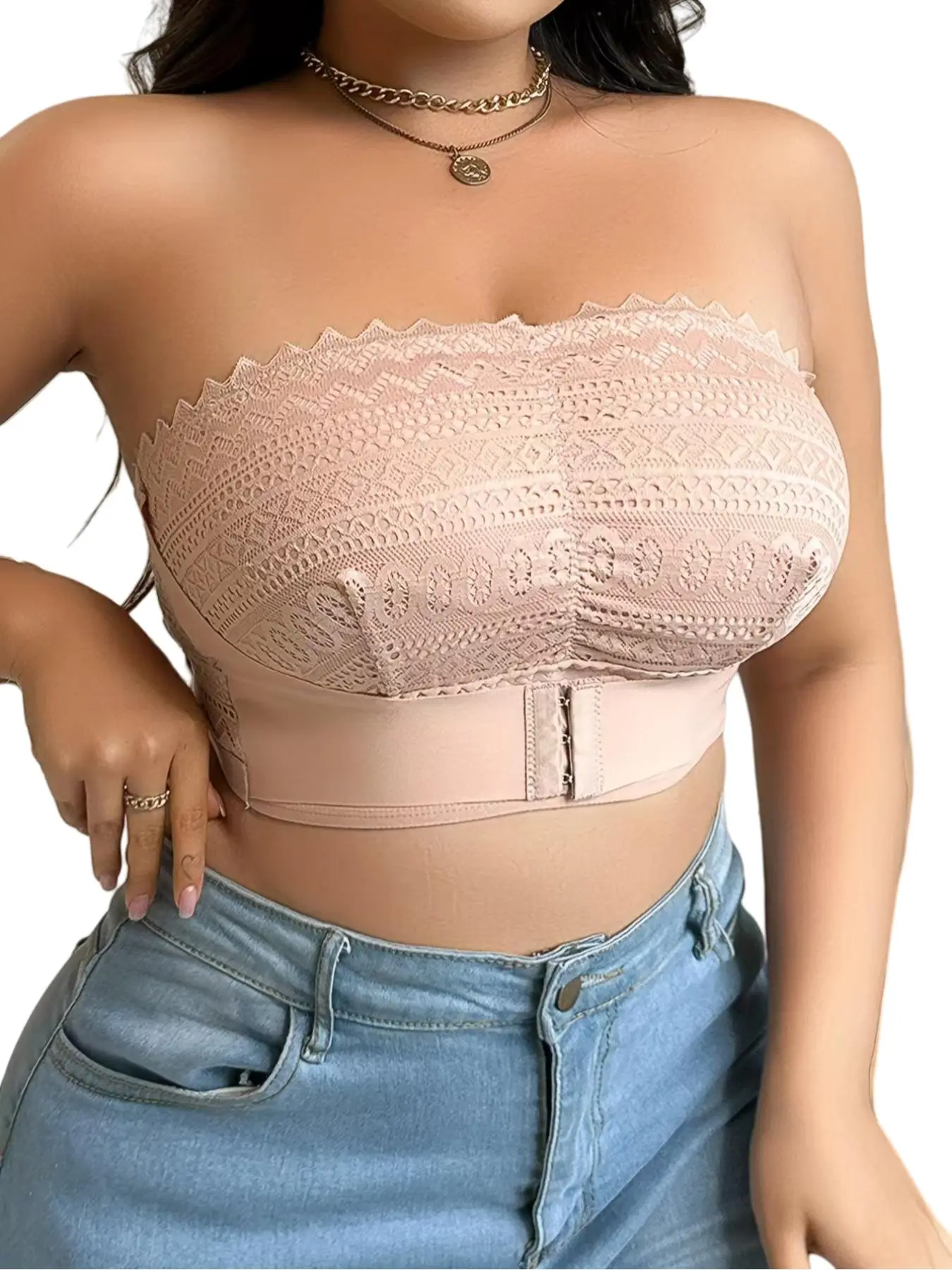 【Plus Size】 Ditsy Floral Print Buckle Front Wireless Bralette, Casual Comfy Breathable Balconette Bra, Women's Plus Size Lingerie for All Seasons
