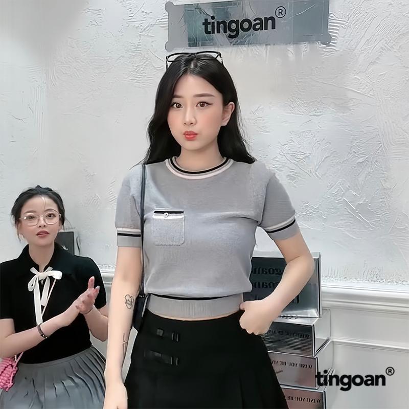 TINGOAN  - Áo len nm xù cổ tròn túi zúm dáng lửng fg có 2 line viền áo MIMI TOP/GR PHIÊN BẢN MỚI T2.2025