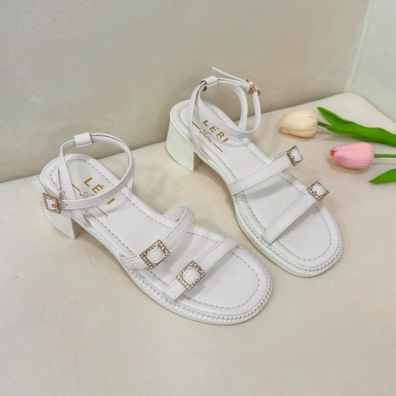 Sandal quail mảnh khoá đá đế PU nhẹ cao 5cm phong cách trẻ trung
