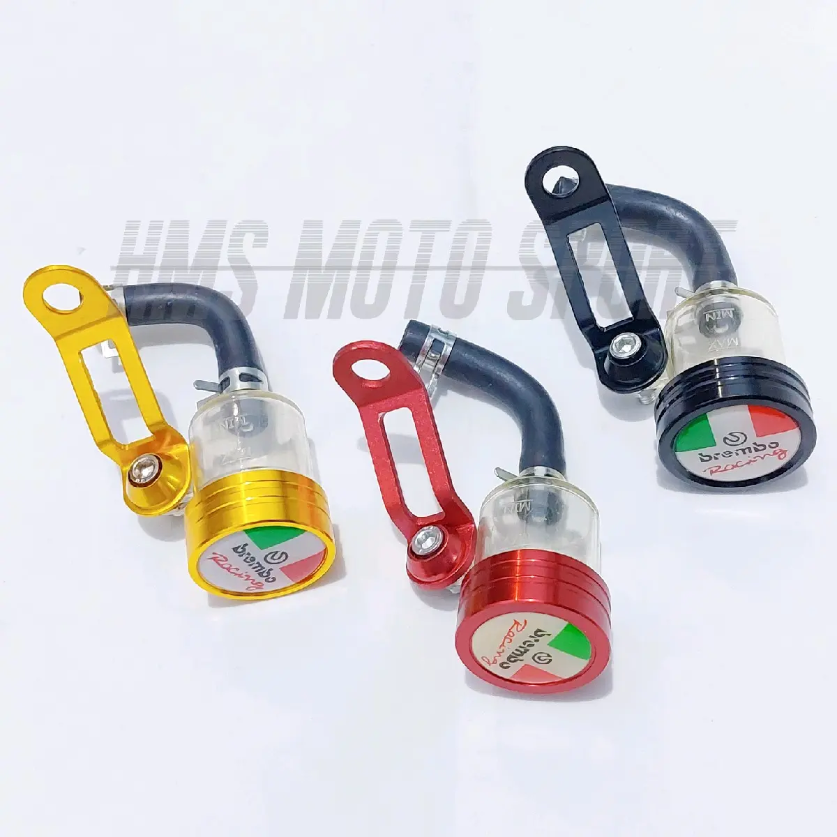 Tabung minyak master rem tabung kaca transparan plus breket cnc tabung minyak rem universal untuk semua motor