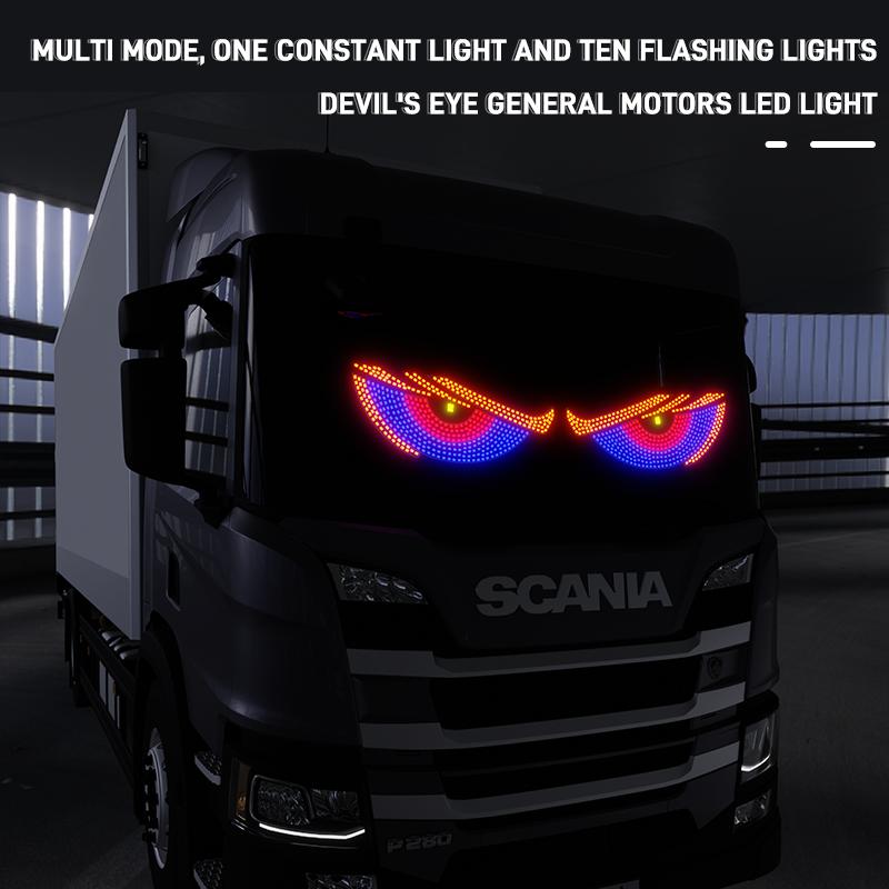 1 Pair Truck Car Devil's Eye Light RGB Dynamic Demon Eye Decorative Light Led Display Decor Pixel Panel Windshield USB 5V Multi-Mode Lamp