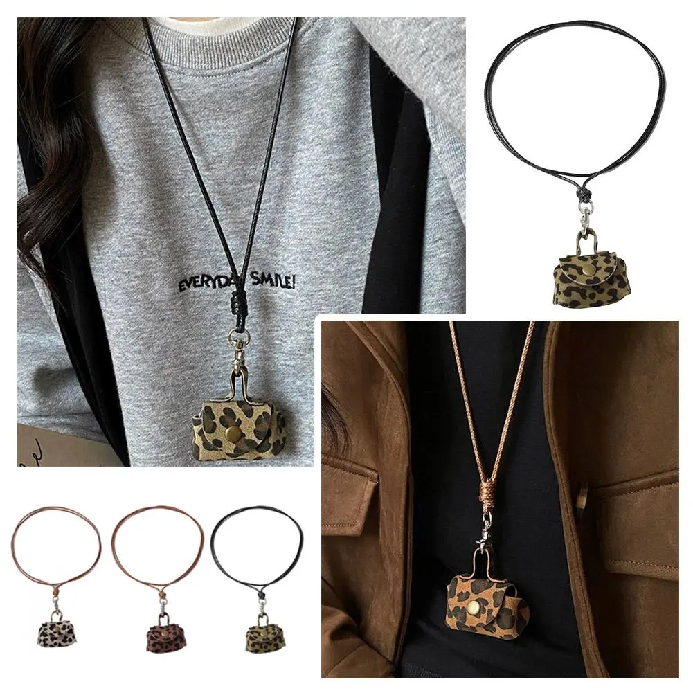 Vòng Cổ Túi Mini Họa Tiết Da Báo Xu Hướng Cổ Điển Cá Tính, Thời Trang, Dành Cho Nữ