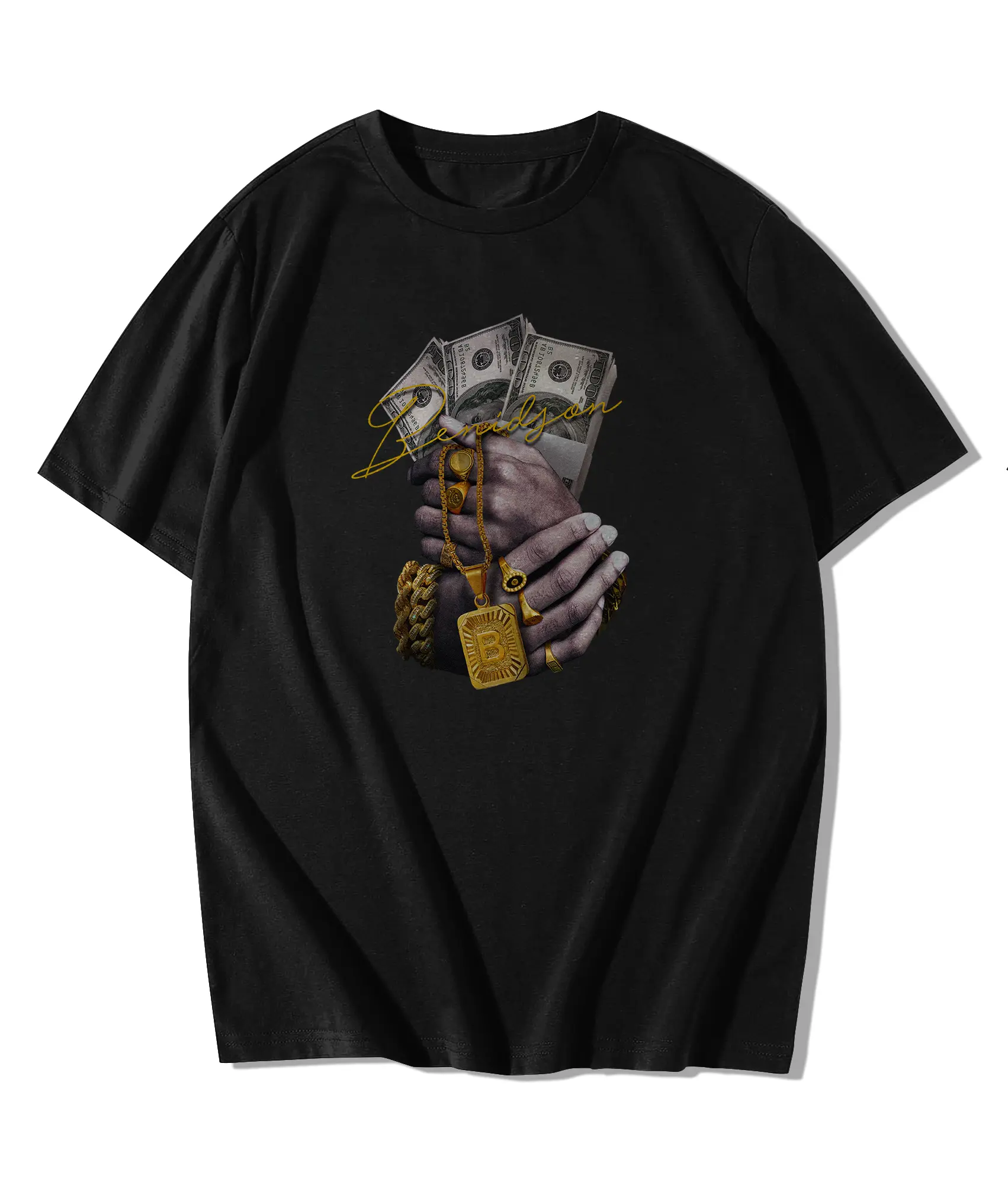 BENIDSON Oversized Tshirt Black Drop Some Money Hitam Kaos