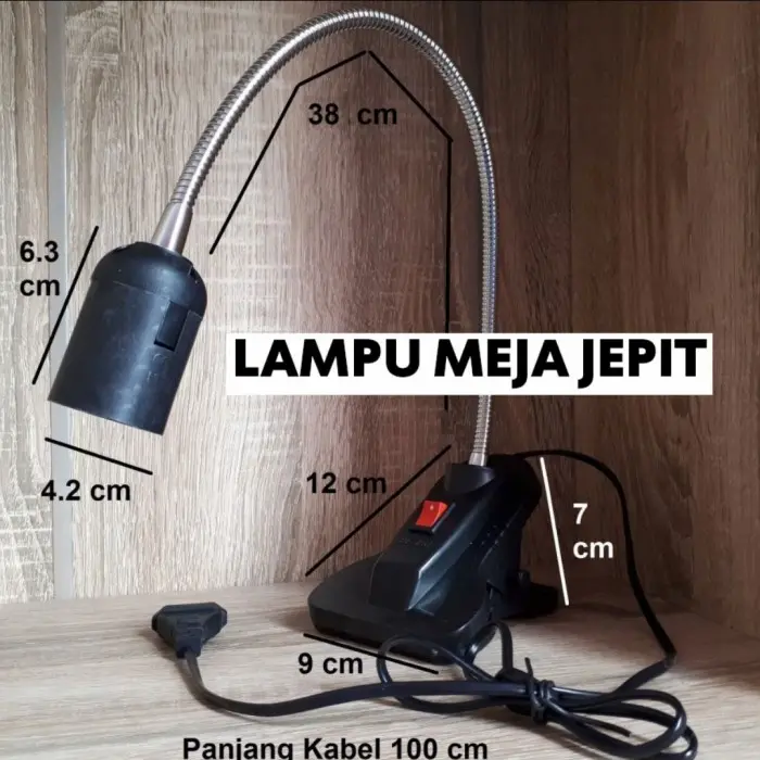 cod lampu meja belajar arsitek baca fitting E27 jepit pameran flexsibel 1